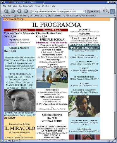 Valdarno Cinema FEDIC -  Il Programma